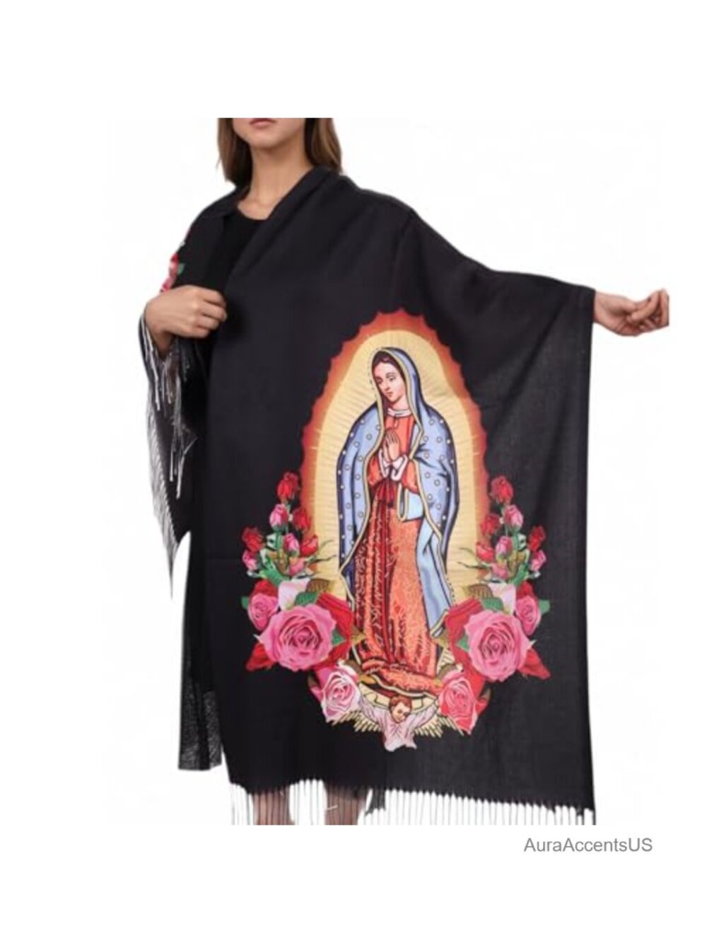 Virgin Mary Shawl Wrap for Women Cashmere-Like Soft Scarf Blanket Virgen de